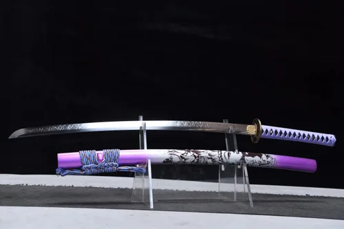 Vista 8 de Shinogi-zukuri Espada Katana hecha a mano de pulido de arcilla templada, espada samurái japonesa real (espada completa), Catanas Japonesas Reales