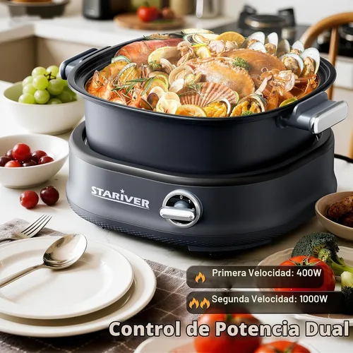 Vista 2 de Stariver Olla caliente desprendible eléctrica 3L, pote de Shabu Shabu