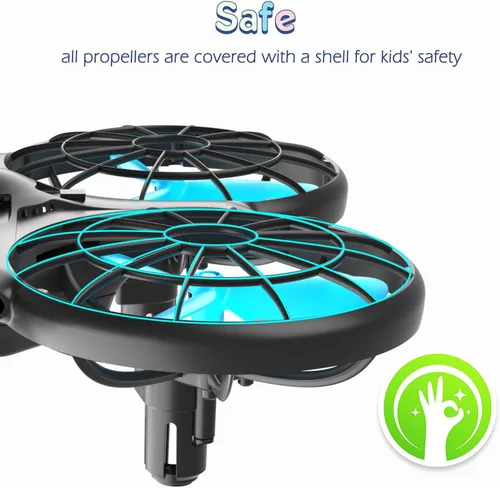Vista 5 de Loolinn Drones para regalo para niños – Mini dron, dron RC con tecnología anticolisión automática, seguro para niños, fácil de volar, giro
