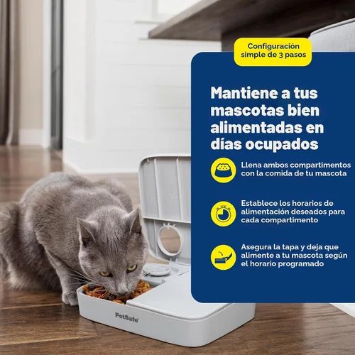 Vista 5 de PetSafe Analog 2 Comedero Programable para 2 Comidas para Mascotas, Comedero Automático para Perros y Gatos - Dispensador de Comida Seca