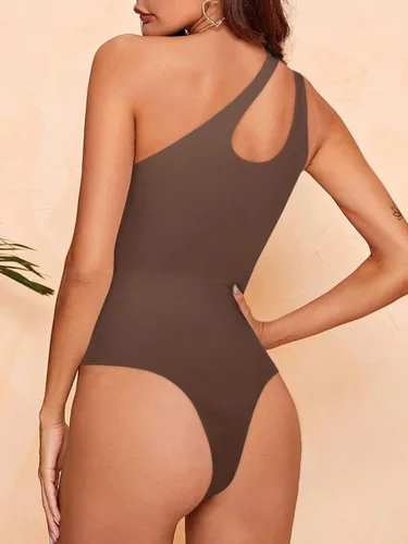 Vista 3 de REORIA - Body sexy para mujer, sin mangas, con corte frontal de un hombro y espalda descubierta