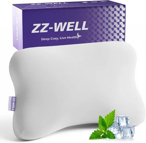 Vista 9 de ZZ-WELL Almohada refrescante para dormir de lado, almohada cervical patentada para dormir, almohada ergonómica curvada de espuma viscoelástica
