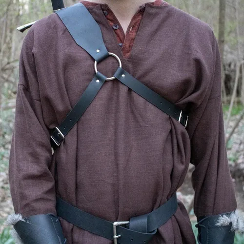 Vista 2 de Renaissance Rapier - Funda ajustable para cinturón de rana de doble espada, de piel sintética, para llevar armas medievales