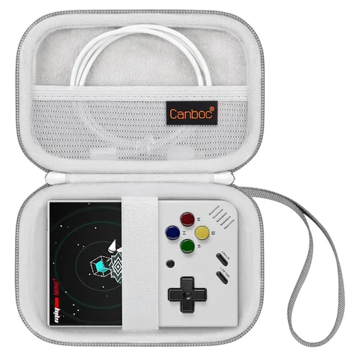 Vista 9 de Canboc Carrying Case Compatible with Miyoo Mini Plus Retro Gaming Console, Zipper Mesh Pocket fit Cable, SD Card, Black (Case Only)