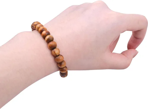 Vista 3 de BronaGrand 200 cuentas redondas de madera de 0.315 pulgadas, cuentas espaciadoras de madera natural, cuentas de madera para hacer joyas DIY