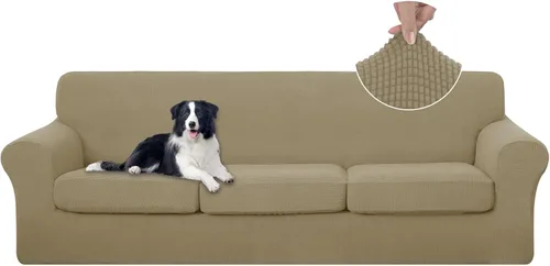 Vista 45 de U-NICE HOME Funda elástica para sofá de 3 piezas, funda de sofá lavable con cojín de asiento individual para sofá de 2 cojines, apta para mascotas