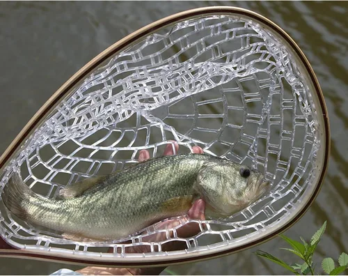 Vista 3 de Fashionwu Red de pesca con mosca, red de pesca para truchas, goma suave para atrapar y liberar con marco de mango de madera, regalos para él