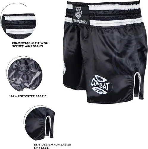 Vista 4 de Nyna Combat Muay Thai Shorts MMA Pantalones cortos para entrenamiento de lucha para artes marciales para hombres y mujeres
