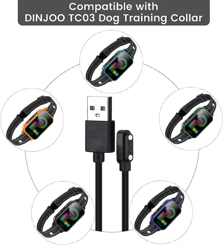 Vista 2 de Cargador de repuesto para collar de ladrido DINJOO, cable de carga magnético para collar de choque de perro, negro