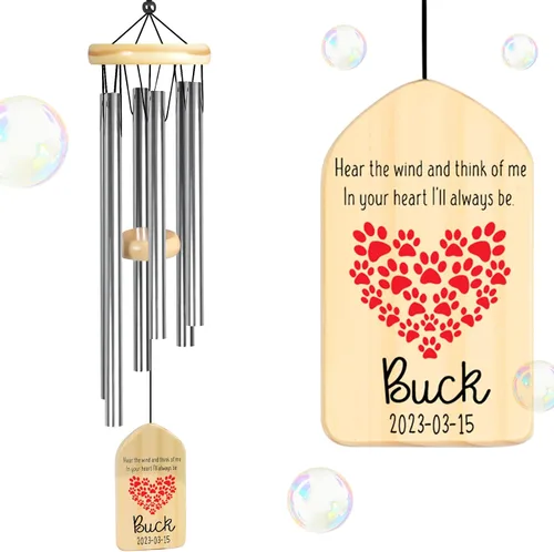 Vista 37 de Jocidea - Campanillas de viento personalizadas para gatos en memoria de gato, regalo por pérdida de gato, regalo de condolencia de mascota, regalo