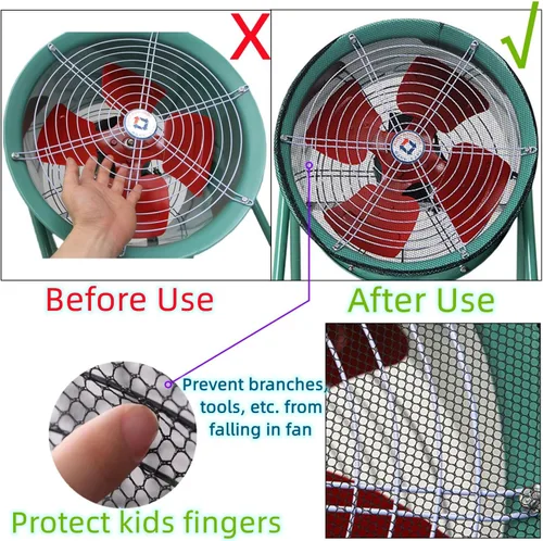 Vista 3 de Cubierta de malla de protección de seguridad para ventilador de tambor de 24 a 25 pulgadas, protector de dedos para niños, cubierta de malla de red