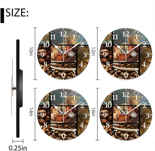 Vista 2 de Reloj de pared con movimiento de barrido sin tictac, funciona con pilas, relojes de pared analógicos decorativos para dormitorio, oficina, sala