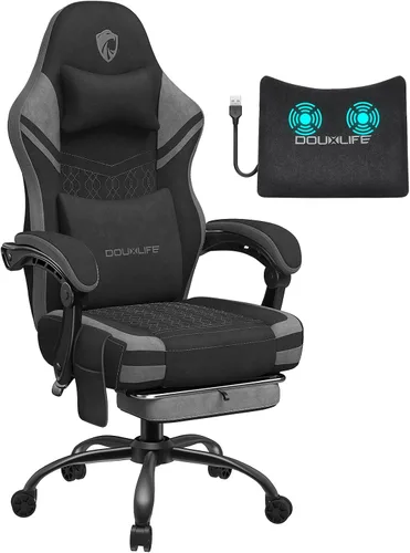 Vista 10 de Douxlife Silla de juegos de tela Tech, silla de computadora de oficina de Verde