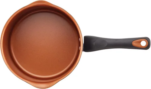Vista 7 de Farberware Glide - Sartén antiadherente de cerámica de cobre con tapa, 3 cuartos de galón, color negro