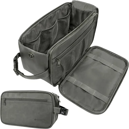 Vista 15 de PAVILIA - Neceser para hombre, kit de afeitado para viaje, neceser de viaje para hombres, organizador de artículos de aseo para el cuidado personal