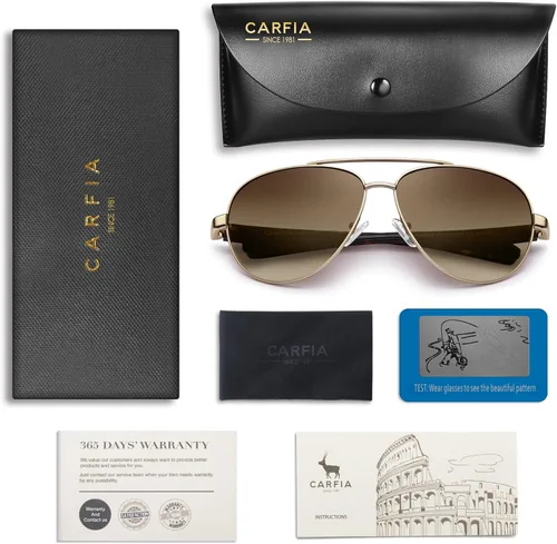Vista 7 de Carfia Pilot Sunglasses for Men Polarized UV Protection Ultra Lightweight Metal Frame CA5391