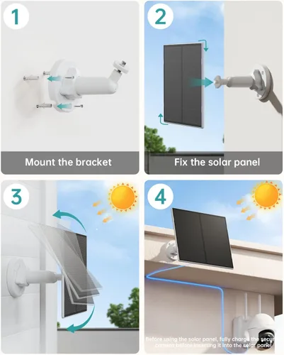 Vista 3 de ZUMIMALL Panel Solar de 5W para Cámaras de Seguridad Inalámbricas para Exteriores, con Puerto Micro USB y Tipo-C, Energía Solar de Alta Eficiencia