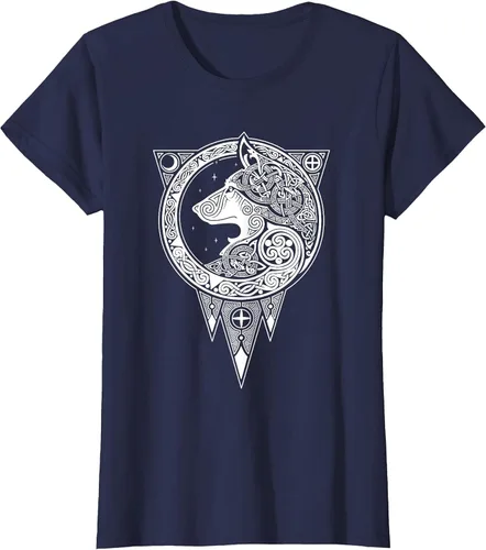 Vista 49 de Viking Fenris Wolf - Camiseta de mitología nórdica con símbolo de Fenrir Asphalt Grey