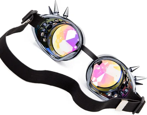 Vista 14 de Gafas caleidoscopio para raves trippy psicodélico steampunk con lentes de cristal de difracción de prisma arcoíris