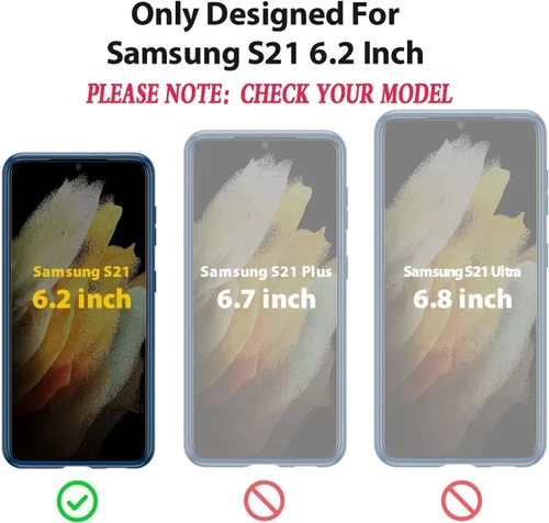 Vista 2 de Funda para Galaxy S21, S21 con protector de pantalla de TPU flexible autorreparable, 2 unidades, grado militar, doble a prueba de golpes, funda