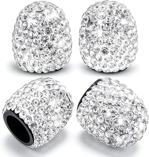 Vista 12 de 4 tapas de válvula de vástago de neumático de diamantes de cristal brillante, a prueba de polvo, tapas universales para válvulas de neumáticos