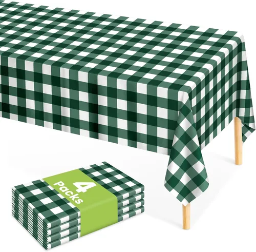 Vista 53 de Mulbozy Mantel de plástico negro desechable 4 unidades, 54 × 108 pulgadas