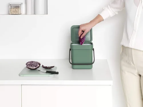 Vista 7 de Brabantia Sort & Go Recipiente de Residuos de 0.8 Galones (Verde Abeto) Cubo de Reciclaje Eficiente en Espacio con Asa, Tapa Extraíble y que