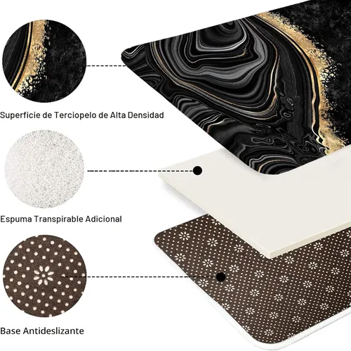 Vista 5 de Nkzply Juego de 4 Piezas de Cortinas de Ducha de Mármol Negro con Alfombras, Juegos de Baño Dorados con Cortina de Ducha y Alfombras, Accesorios