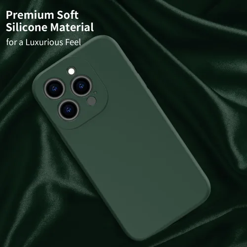 Vista 3 de bicol Funda para iPhone 15 Pro con protector de pantalla, protección mejorada del lente de la cámara, funda protectora de silicona líquida suave