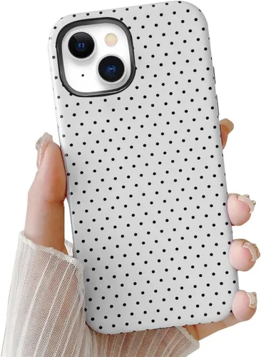 Vista 21 de Compatible con iPhone SE/8/7 Funda Linda para Celular, Diseño de Patrón Estético de Puntos, Funda Protectora Antiarañazos de 2 Capas Híbridas a Azul