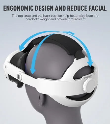 Vista 6 de YRXVW Head Strap Accessories Compatible with MetaOculus Quest 3, Enhanced Comfort and Reduce Facial Stress Adjustable VR Headstrap, Elite Strap