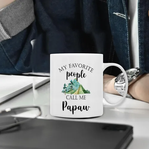 Vista 3 de Taza de Papaw QASHWEY, Tazas de Café de Regalo de Nietos para Abuelo, Regalos de Abuelo Papaw, Taza del Día del Padre Taza de Té para Abuelo, Mis
