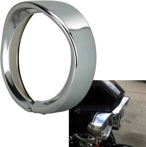 Vista 8 de Anillo de ajuste para faros delanteros de motocicleta de 7 pulgadas, estilo visera negra, fácil de instalar, compatible con Harley Touring Softail