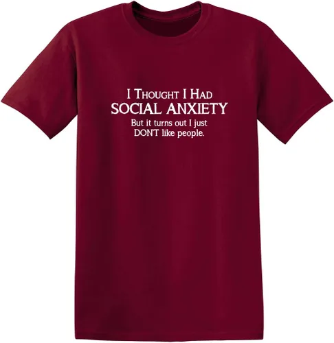 Vista 12 de Camiseta divertida con texto sarcástico en inglés: "Social Anxiety Like People Graphic Novelty" Negro