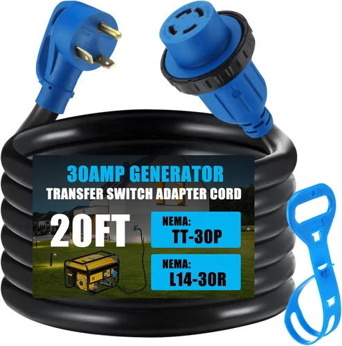 Vista 9 de Tellegloww - Adaptador de interruptor de transferencia de generador NEMA TT-30P a L14-30R de 10 pies