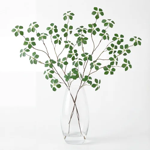 Vista 5 de 2 tallos de eucalipto sintético con hojas, tallos de vegetación falsos de 33.5 pulgadas, tallos de plantas artificiales para decoración de jarrones