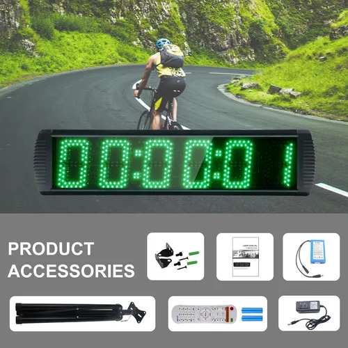 Vista 2 de Temporizador digital de carreras con pantalla LED grande con batería, función de cuenta regresiva/arriba/reloj de tiempo, control remoto, soporte
