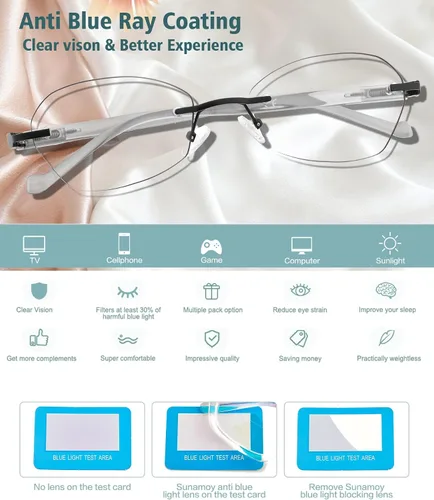Vista 6 de Multifocus Gafas de lectura para mujer, progresivas, multifocales, sin marco, sin línea, lector bifocal, luz azul, diseño de computadora, lentes