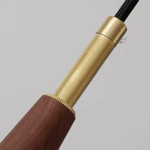 Vista 4 de Lámpara colgante pequeña de madera retro de granja, lámpara de suspensión ajustable con pantalla cónica de madera, lámpara colgante de techo