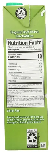 Vista 2 de PACIFIC FOODS: Caldo de carne orgánico bajo en sodio, 32 oz (paquete de 2)