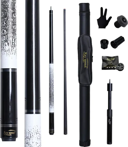 Vista 11 de Taco de Billar de Fibra de Carbono 12.5mm Punta Arcoíris Baja Deflexión Taco de Billar con Junta de Pin Uni-loc y Extensión Taco de Billar-20 oz