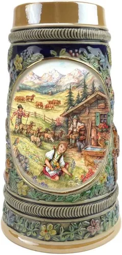 Vista 12 de OktoberfestHaus Bier Krug - Tazas de cerveza para hombre, jarra de cerámica con el castillo de Ludwig de Alemania, regalo para amantes