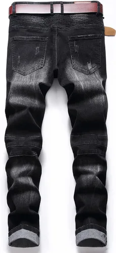 Vista 2 de Liuhond Skinny Slim Fashion - Jeans elásticos de motociclista de Hip Hop con agujeros rectos rasgados