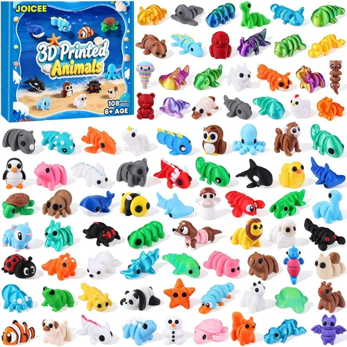 Vista 14 de JOICEE 50pcs Mini 3D Impreso Animales Articulados Flexible Fidget Juguetes Marrón