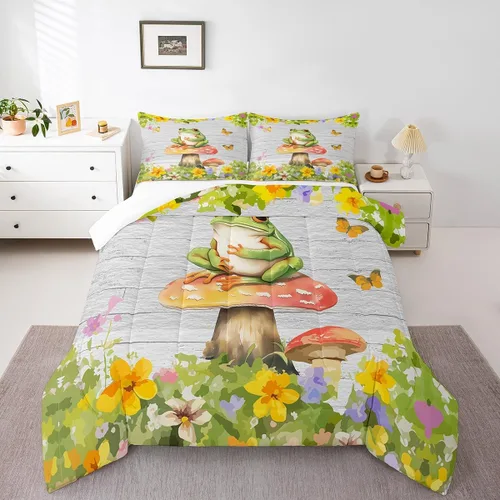 Vista 42 de Feelyou Juego de ropa de cama con estampado de aviones para niños y niñas, juego de funda de edredón de microfibra estilo boceto azul y blanco