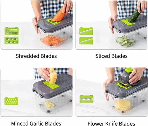 Vista 4 de Picador de verduras - Picador de cebolla profesional 22 en 1 - Picador multifuncional de alimentos con separador de huevos - Cortador de verduras