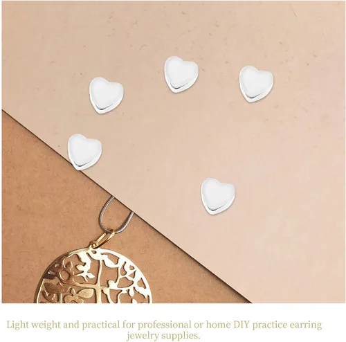 Vista 7 de EXCEART 100 piezas de aretes de silicona con forma de corazón, repuesto en forma de corazón, tapón trasero de goma para aretes