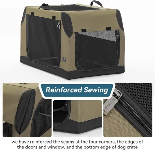 Vista 3 de PETSFIT Jaula de viaje para perros, jaula suave para perros, estructura ajustable resistente de 24 pulgadas, fácil de instalar, perrera portátil
