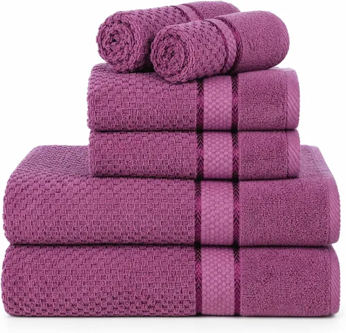 Vista 25 de Ample Decor Juego de toallas de baño 100% algodón, 6 piezas, suaves y absorbentes, de secado rápido, juego de toallas de baño