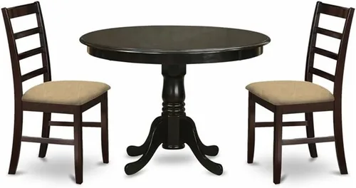 Vista 16 de East West Furniture HLAN3-BCH-C - Juego de mesa de comedor, 3 piezas